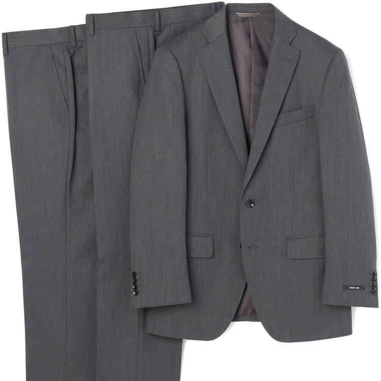 ＪＰセレクトライン 【JOHN PEARSE Black SELECT LINE】【秋冬】スペアパンツ付き/2釦シングルスーツ 0タック/グレー/※裾上げ必要 グレー中間