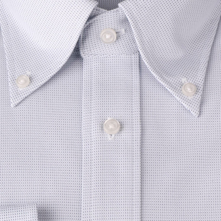 ジョンピアースブラック 【JOHN PEARSE Black】【ノーアイロン】ボタンダウンドレスワイシャツ/ブルー×ピンドットドビー/ULTRA MOVE/ニット素材 ブルー系(青)