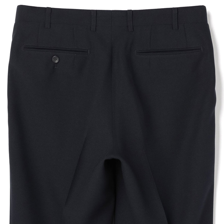 ＪＰコンフォート ネイビー 【JOHN PEARSE comfort navy】【春夏】1タックパンツ/ネイビー×ドットエアー＆カラミ織り/ウエストムーブ仕様/※裾上げ必要 紺中間