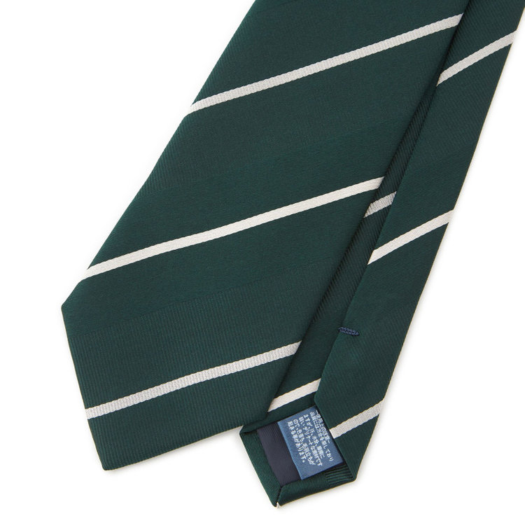 ジョンピアース 【JOHN PEARSE White】シルクポリエステルストライプ柄ネクタイ/8.0㎝幅/グリーン その他