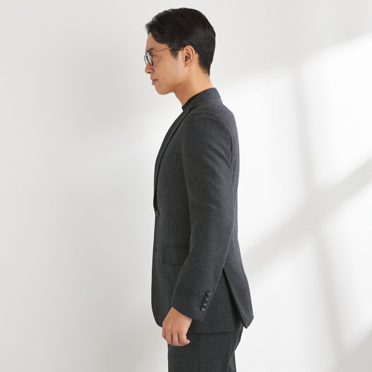 ＪＰ コンフォート 【THE 神 SUIT】【JOHN PEARSE comfort】【秋冬】2釦シングルスーツ ショートタック/ダークグレー/ウエストムーブ/REDA ACTIVE/NEW ZEALAND MERINO/SHOWER CLEAN/※裾上げ必要 グレー淡色