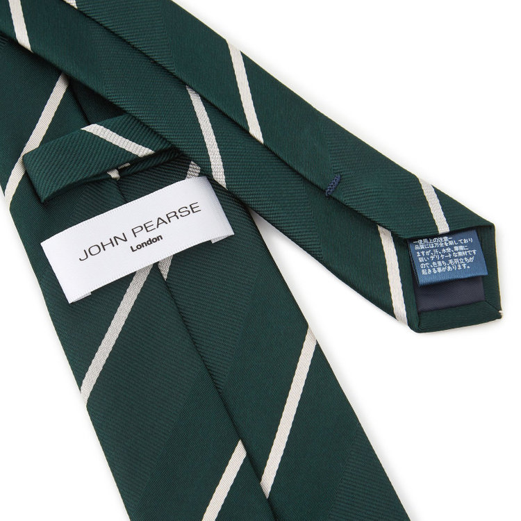 ジョンピアース 【JOHN PEARSE White】シルクポリエステルストライプ柄ネクタイ/8.0㎝幅/グリーン その他
