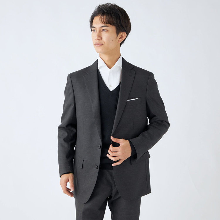 ＫＡＮＳＡＩＭＡＮ 【KANSAIMAN collection】【秋冬】2釦シングルスーツ ショートタック/グレー/REAL GRAY COLLECTION/NEW ZEALAND WOOL SHOWER CLEAN/SustainaBee Wool/※裾上げ必要 グレー濃色