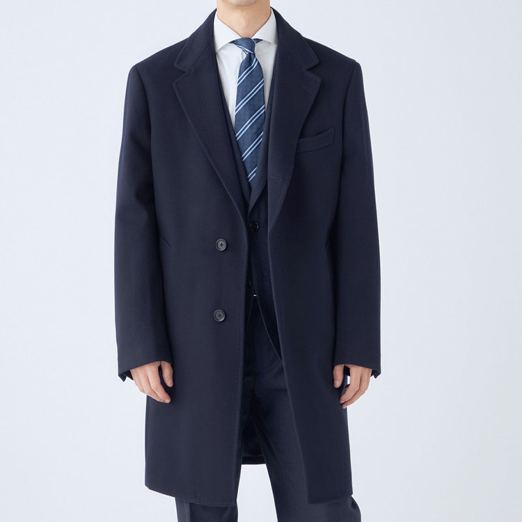 ソノタ（KONAKA用） 【THE 神 COAT】【Donato Vinci Italy UOMO】ウールチェスターコート/ネイビー/NEW ZEALAND LIMITED WOOL 紺中間