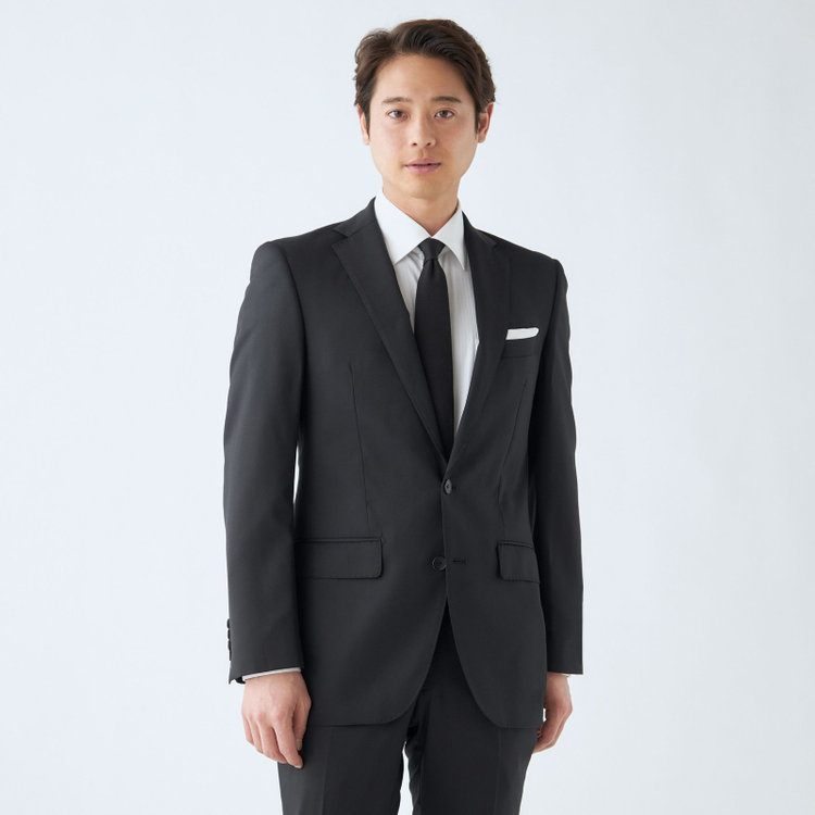 【JOHN PEARSE Black SELECT LINE】【年間】2釦シングルスーツ 0タック/ネイビー×ソリッド/NEW ZEALAND LIMITED WOOL/REAL NAVY COLLECTION/※裾上げ必要