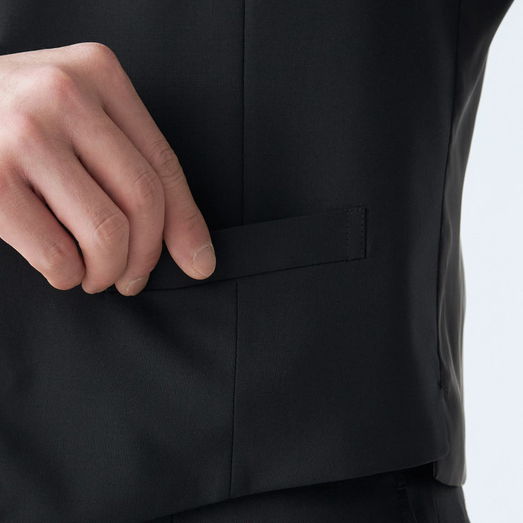 ソノタ（KONAKA用） 【JOHN PEARSE BLACK】【年間】リバーシブルジレ(ベスト)/ブラック＆グレー/SHOWER CLEAN 黒