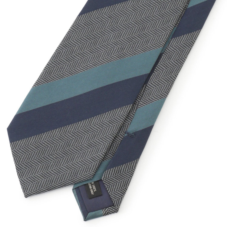 ジョンピアース 【JOHN PEARSE White】シルクストライプ柄ネクタイ/8.0㎝幅/グレー その他