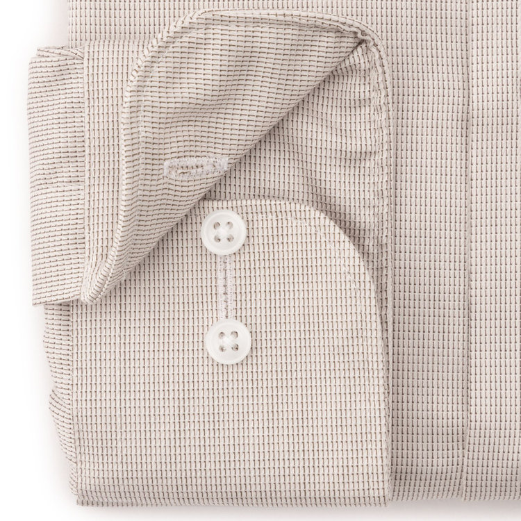 ドナートヴィンチウォモ 【Donato Vinci Italy Uomo】【スタイリッシュ】ボタンダウンワイシャツ/ブラウン×ドビー/「ULTRA MOVE COTTON」ノーアイロン・ストレッチ・コットン100% 茶中間