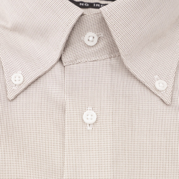 ドナートヴィンチウォモ 【Donato Vinci Italy Uomo】【スタイリッシュ】ボタンダウンワイシャツ/ブラウン×ドビー/「ULTRA MOVE COTTON」ノーアイロン・ストレッチ・コットン100% 茶中間