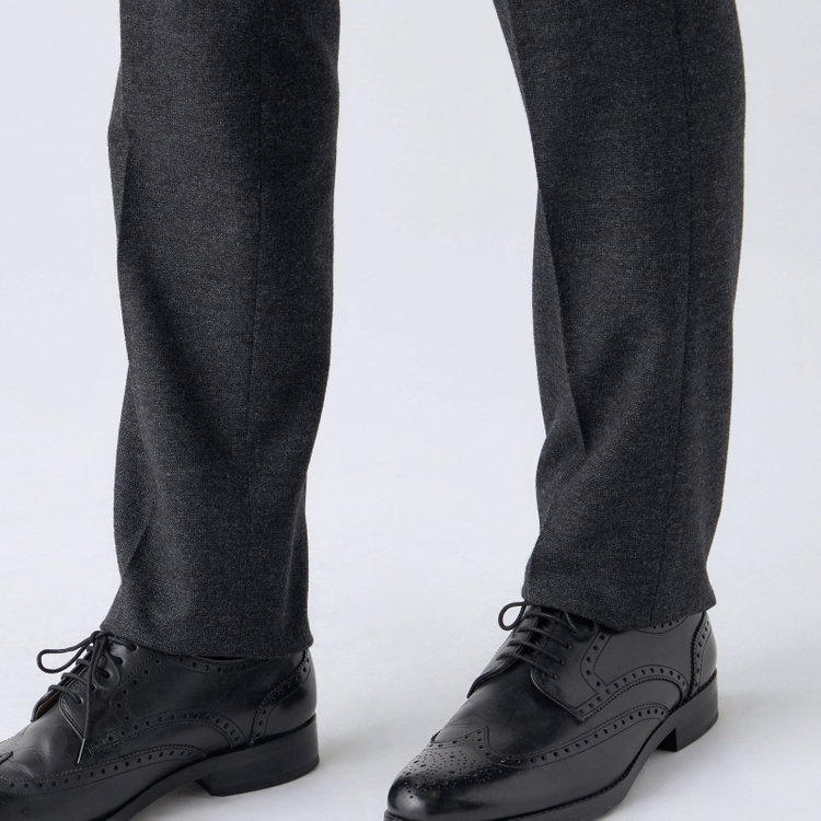 スタンリーブラッカ 【stanley blacker new york】【秋冬】0タックメランジツイードスラックス/グレー/ウエストムーブ仕様/※裾上げ必要 グレー濃色