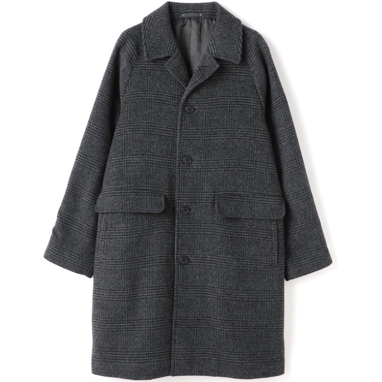 ソノタ（KONAKA用） 【KANSAIMAN collection】ウールブレンド シングルラグランバックベルトコート/グレー×チェック/RE:NEWOOL グレー中間