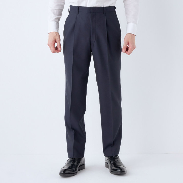 ドナートヴィンチ 【Donato Vinci Italy】【春夏】2釦シングルスーツ 1タック/ネイビー×カルゼ/REAL BLACK COLLECTION/NEW ZEALAND LIMITED WOOL/※裾上げ必要 紺中間