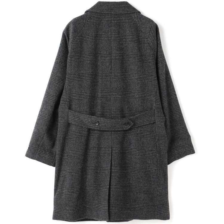 ソノタ（KONAKA用） 【KANSAIMAN collection】ウールブレンド シングルラグランバックベルトコート/グレー×チェック/RE:NEWOOL グレー中間