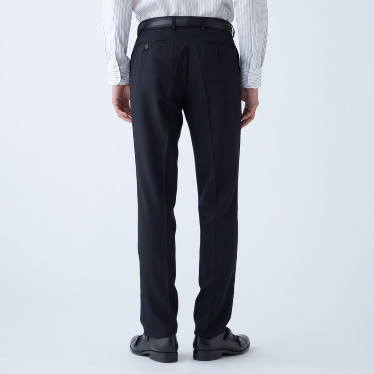 ジョンピアース 【JOHN PEARSE Black SELECT LINE】【秋冬】機能性ポリエステル 0タックパンツ/ブラック×シャドーストライプ/ULTRA MOVE/※裾上げ必要 黒