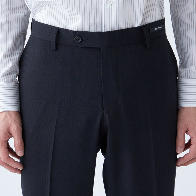 ジョンピアース 【JOHN PEARSE Black SELECT LINE】【秋冬】機能性ポリエステル 0タックパンツ/ブラック×シャドーストライプ/ULTRA MOVE/※裾上げ必要 黒
