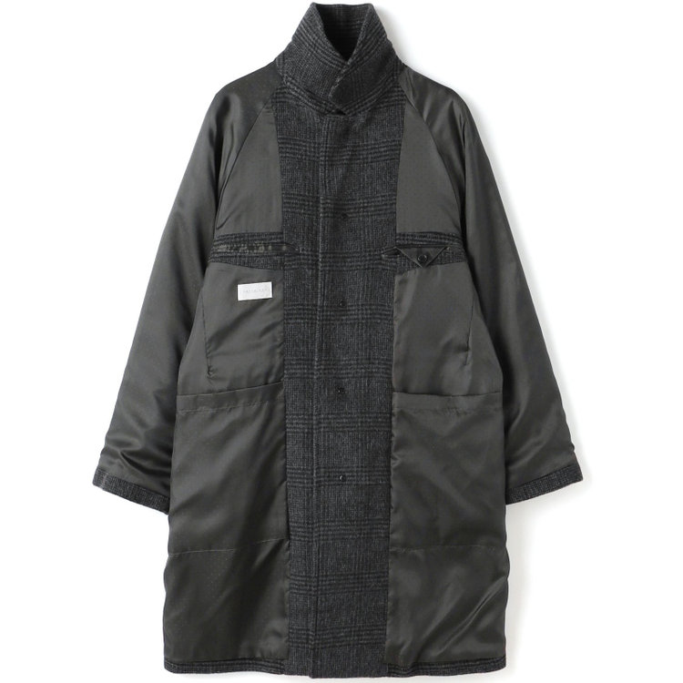 ソノタ（KONAKA用） 【KANSAIMAN collection】ウールブレンド シングルラグランバックベルトコート/グレー×チェック/RE:NEWOOL グレー中間