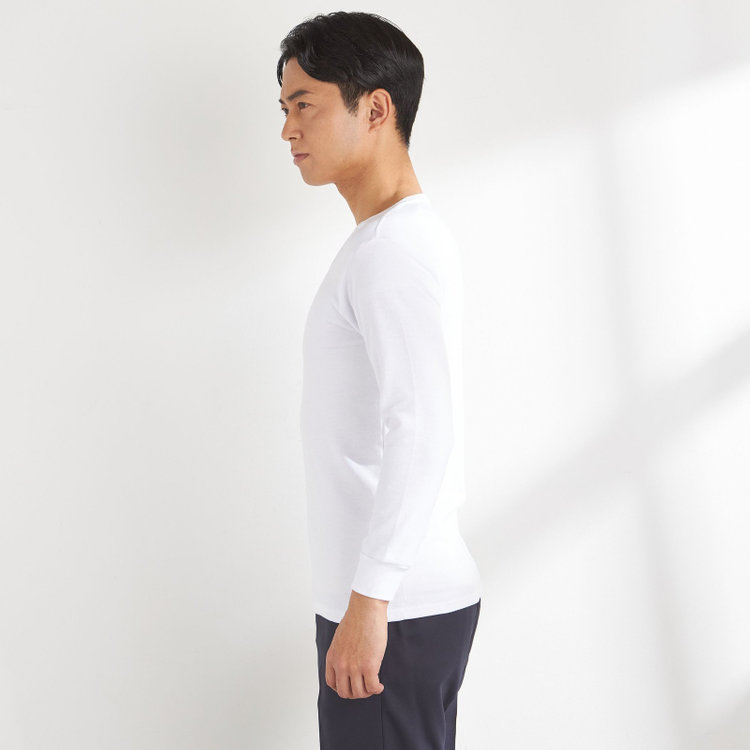 ソノタ（KONAKA用） 【HOTMOVE EX +2℃】Vネック長袖Tシャツ(ホワイト系・無地) 白