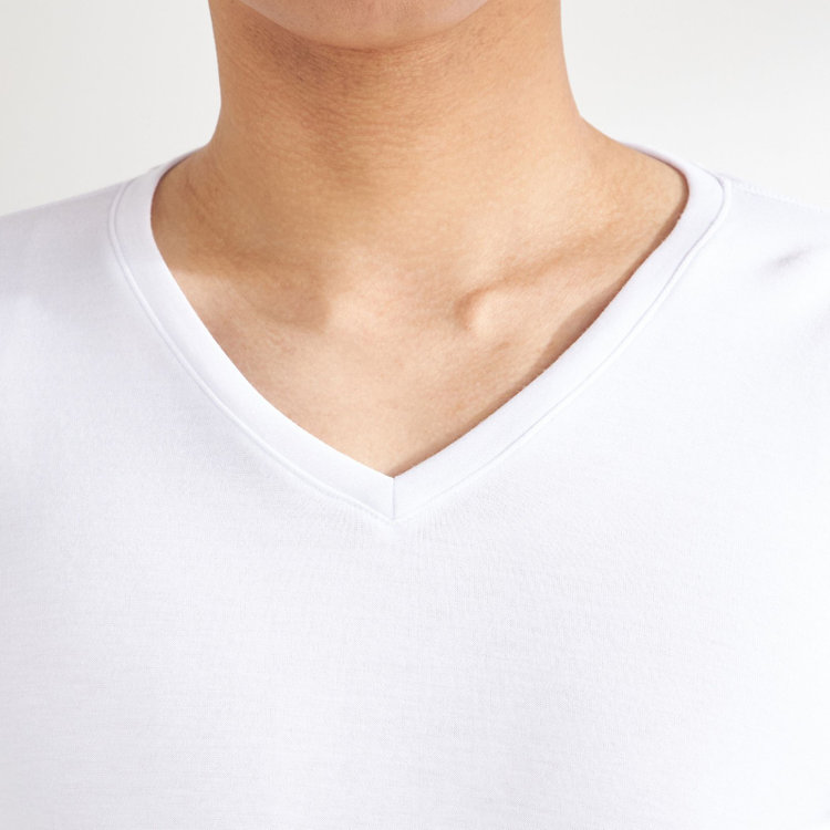 ソノタ（KONAKA用） 【HOTMOVE EX +2℃】Vネック長袖Tシャツ(ホワイト系・無地) 白
