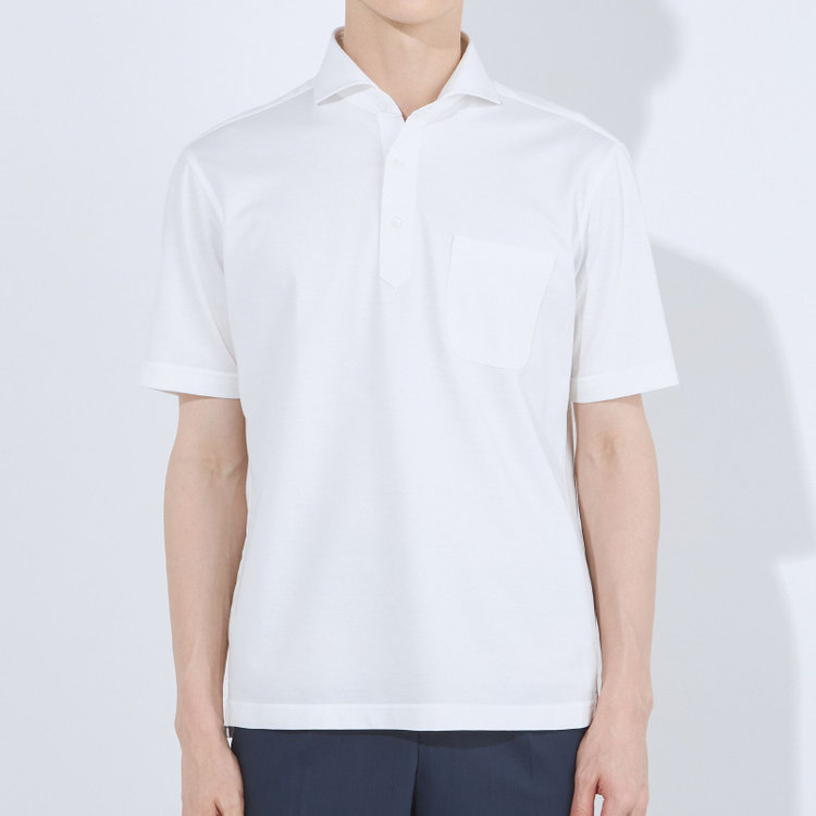 ＪＰコンフォート ネイビー 【半袖】【JOHN PEARSE comfort navy】【ノーアイロン】ホリゾンタルワイドビズポロシャツ プルオーバータイプ/ホワイト/ULTRA MOVE/ニット素材 白