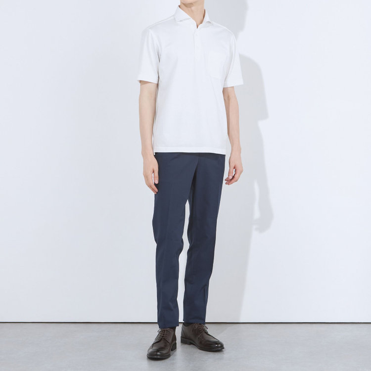 ＪＰコンフォート ネイビー 【半袖】【JOHN PEARSE comfort navy】【ノーアイロン】ホリゾンタルワイドビズポロシャツ プルオーバータイプ/ホワイト/ULTRA MOVE/ニット素材 白