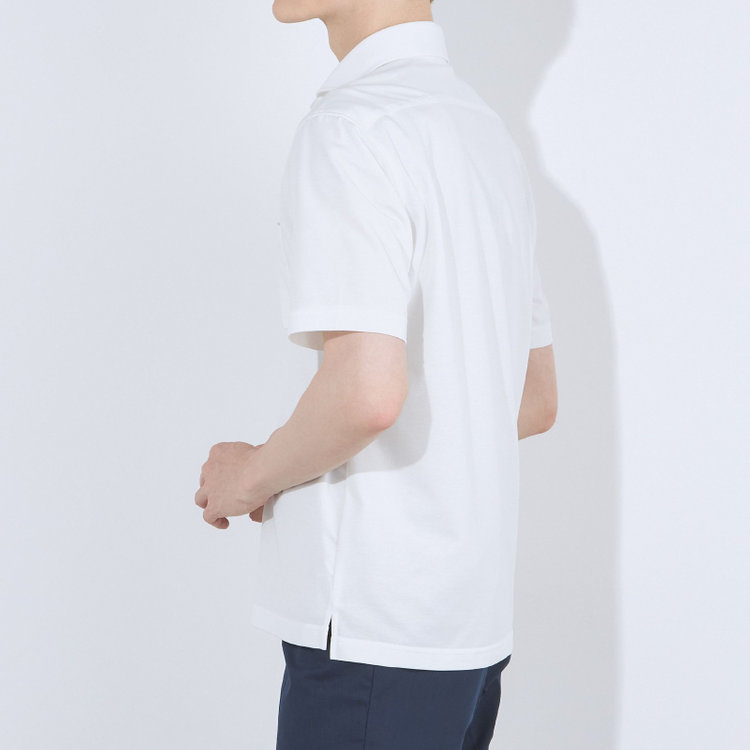 ＪＰコンフォート ネイビー 【半袖】【JOHN PEARSE comfort navy】【ノーアイロン】ホリゾンタルワイドビズポロシャツ プルオーバータイプ/ホワイト/ULTRA MOVE/ニット素材 白