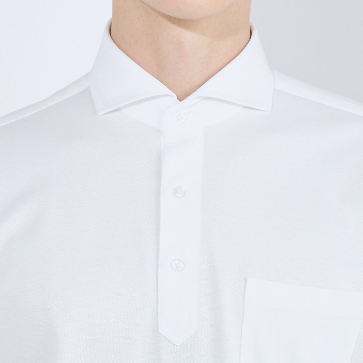 ＪＰコンフォート ネイビー 【半袖】【JOHN PEARSE comfort navy】【ノーアイロン】ホリゾンタルワイドビズポロシャツ プルオーバータイプ/ホワイト/ULTRA MOVE/ニット素材 白