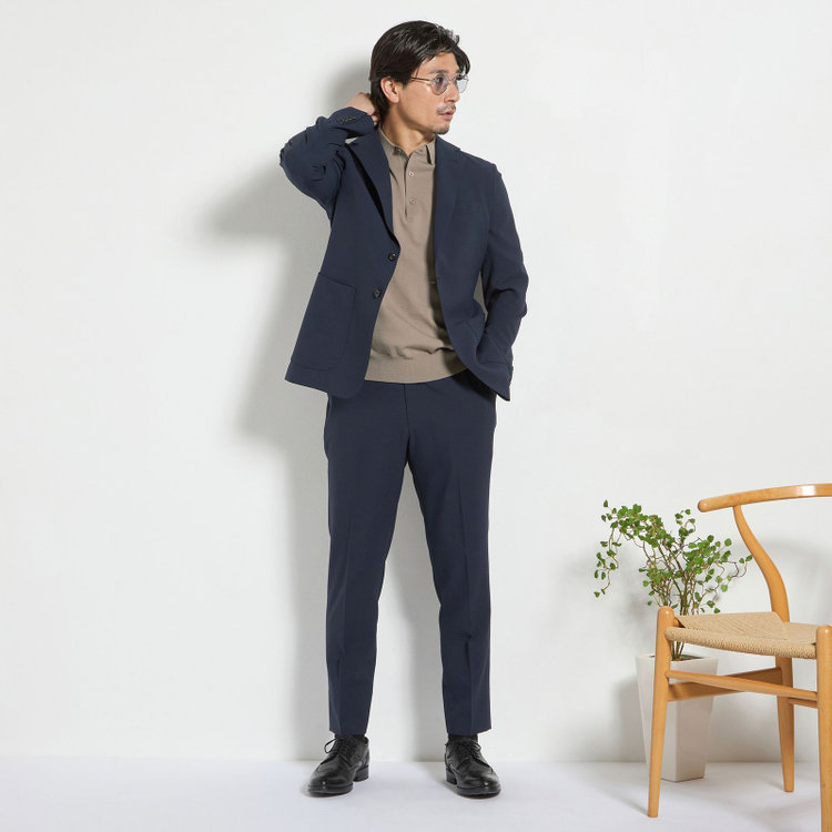 ハイスペックモーション 【HIGH SPEC MOTION】【春夏】パンツ/ネイビー/ウエストシャーリング仕様/※裾上げ必要 紺中間