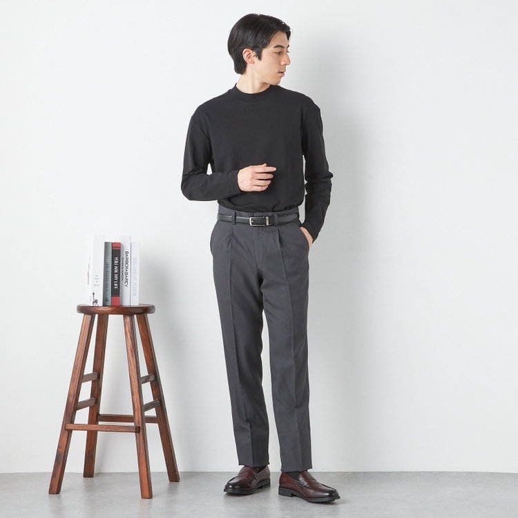 ハイスペックモーション 【HIGH SPEC MOTION】【通年】ワンタックパンツ / グレー×ピンドット / ウォッシャブル ※裾直し必要 グレー濃色