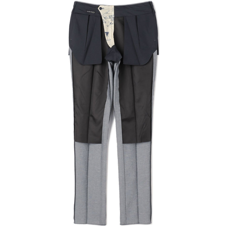 スタンリーブラッカ 【stanley blacker new york】【春夏】リネンブレンド1タックスラックス/グレー/ウエストムーブ仕様/※裾上げ必要 グレー中間