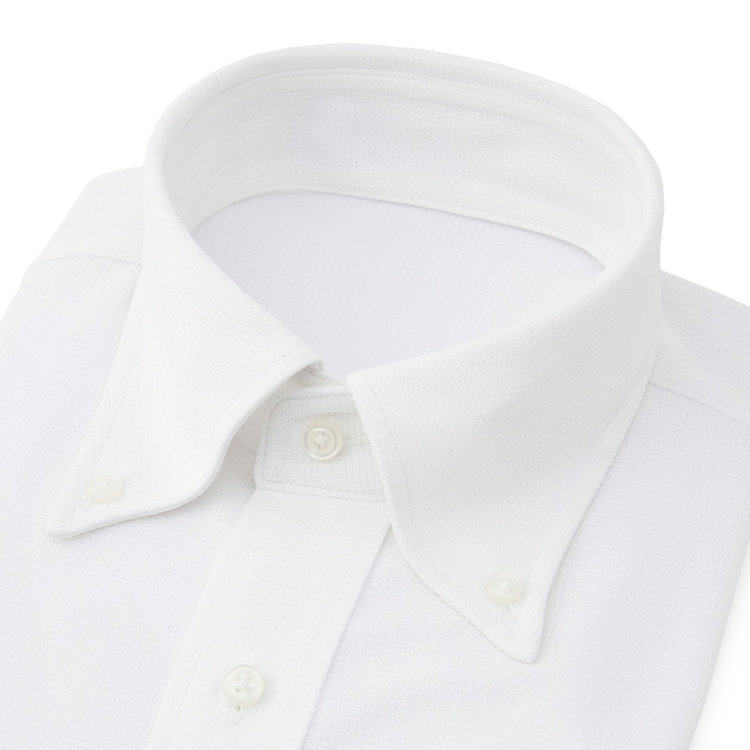 ＪＰコンフォート ネイビー 【軽涼】【JOHN PEARSE comfort navy】ボタンダウンカラーワイシャツ/ホワイト×ドビー/ULTRA LIGHT SPEC/ULTRA MOVE「ニット素材」「ノーアイロン」「ストレッチ」「高通気性」 白