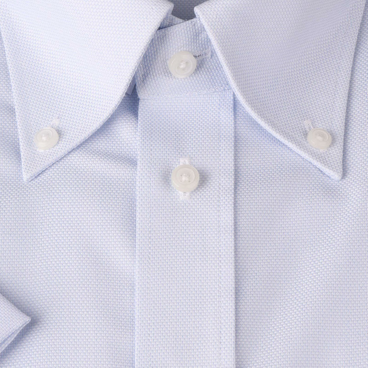 ジョンピアースブラック 【半袖】【JOHN PEARSE Black】【形態安定】ボタンダウンドレスワイシャツ/ブルー×ドビー/襟裏別布 ブルー系(青)