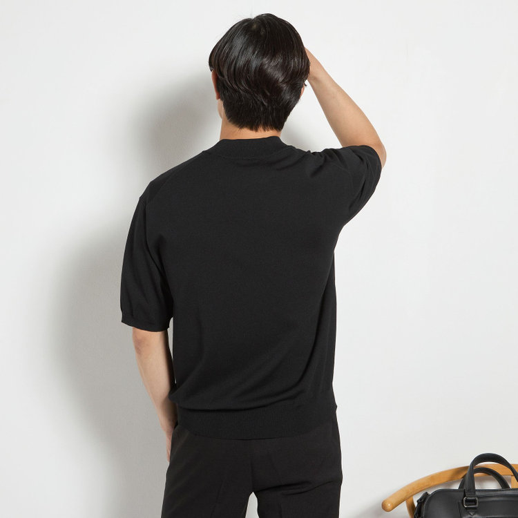 ジョンピアース  【JOHN PEARSE comfort navy】【半袖】ニットTシャツ/ブラック 黒