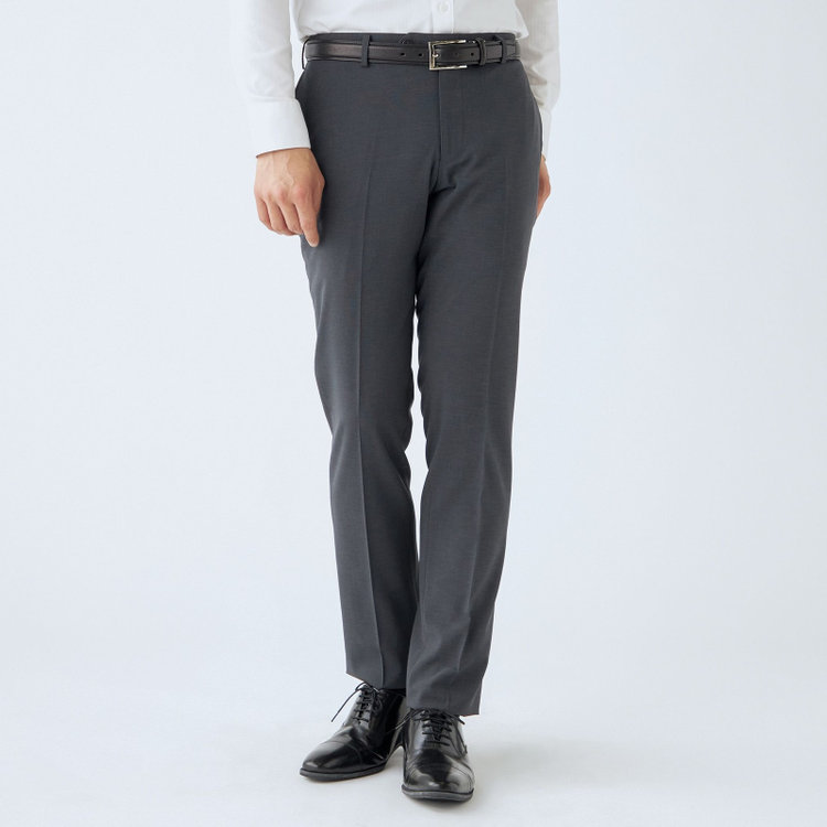 ジョンピアースブラック 【JOHN PEARSE Black SELECT LINE】【春夏】ポリエステル 0タックパンツ/グレー/ウォッシャブル/※裾上げ必要 グレー濃色