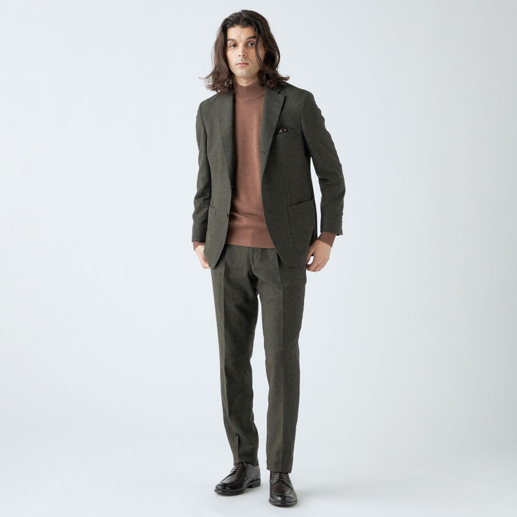 スタンリーブラッカ 【stanley blacker new york】【秋冬】モックネックニット/ブラウン 茶淡色