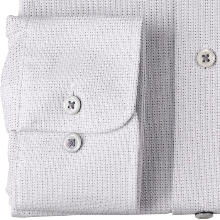 ジョンピアースブラック 【JOHN PEARSE Black】【ノーアイロン】ボタンダウンドレスワイシャツ/グレー×ピンドットドビー/釦付糸：グレー/ULTRA MOVE/ニット素材 グレー淡色