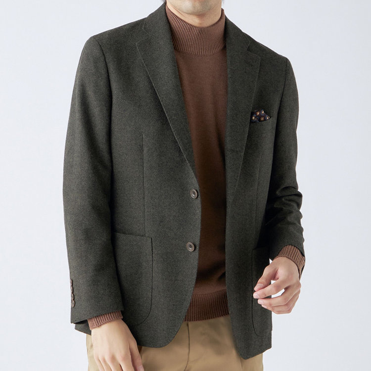 スタンリーブラッカ 【stanley blacker new york】【秋冬】モックネックニット/ブラウン 茶淡色