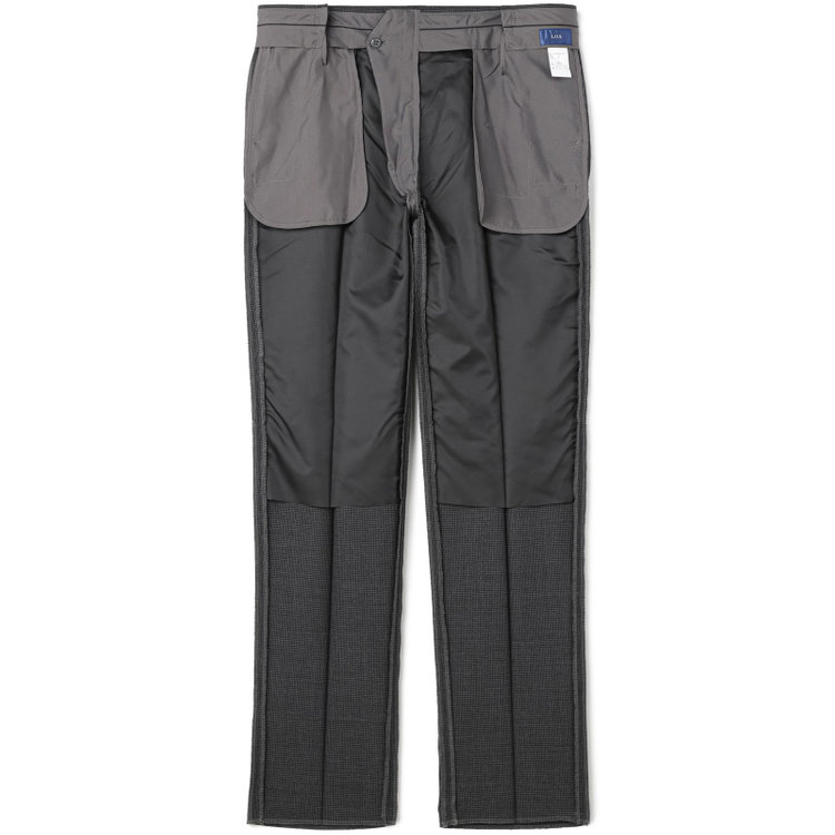 ソノタ（KONAKA用） 【L.O.X】【大きいサイズ】【秋冬】ウールブレンド 1タックパンツスラックス/グレー＆ブラック×ハウンドトゥース/ウエストアジャスター仕様/※裾上げ必要 グレー中間