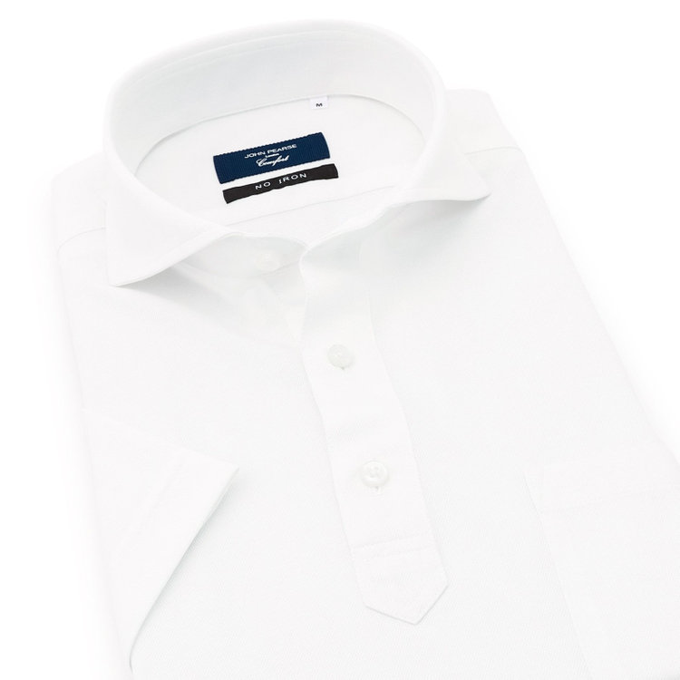 ＪＰコンフォート ネイビー 【半袖】【JOHN PEARSE comfort navy】【ノーアイロン】ホリゾンタルワイドビズポロシャツ プルオーバータイプ/ホワイト/ULTRA MOVE/ニット素材 白