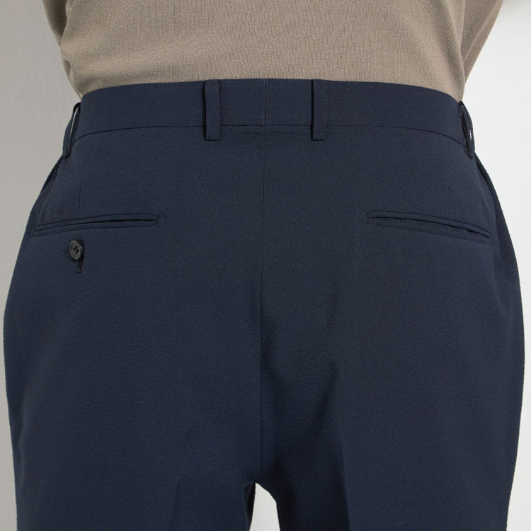 ハイスペックモーション 【HIGH SPEC MOTION】【春夏】パンツ/ネイビー/ウエストシャーリング仕様/※裾上げ必要 紺中間