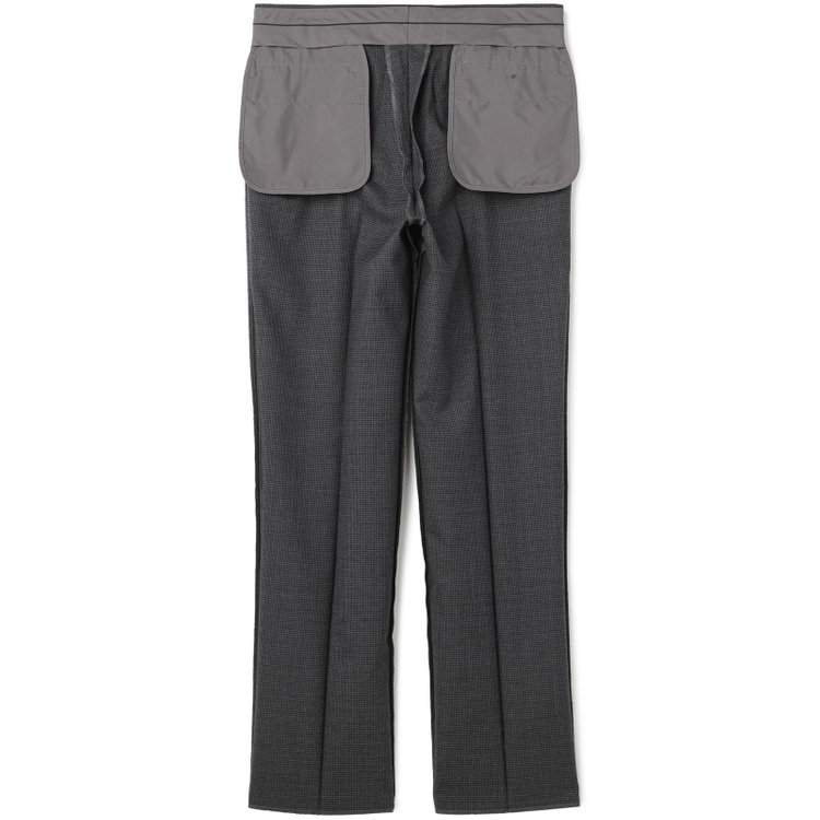 ソノタ（KONAKA用） 【L.O.X】【大きいサイズ】【秋冬】ウールブレンド 1タックパンツスラックス/グレー＆ブラック×ハウンドトゥース/ウエストアジャスター仕様/※裾上げ必要 グレー中間