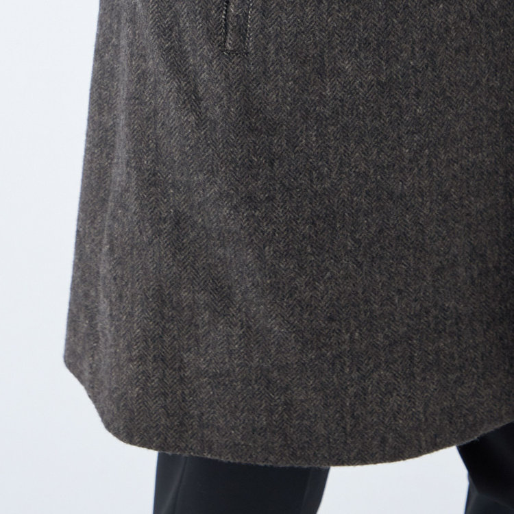 ソノタ（KONAKA用） 【KANSAIMAN collection】ウールブレンド シングルラグランバックベルトコート/ブラウン×ヘリンボーン/RE:NEWOOL 茶濃色