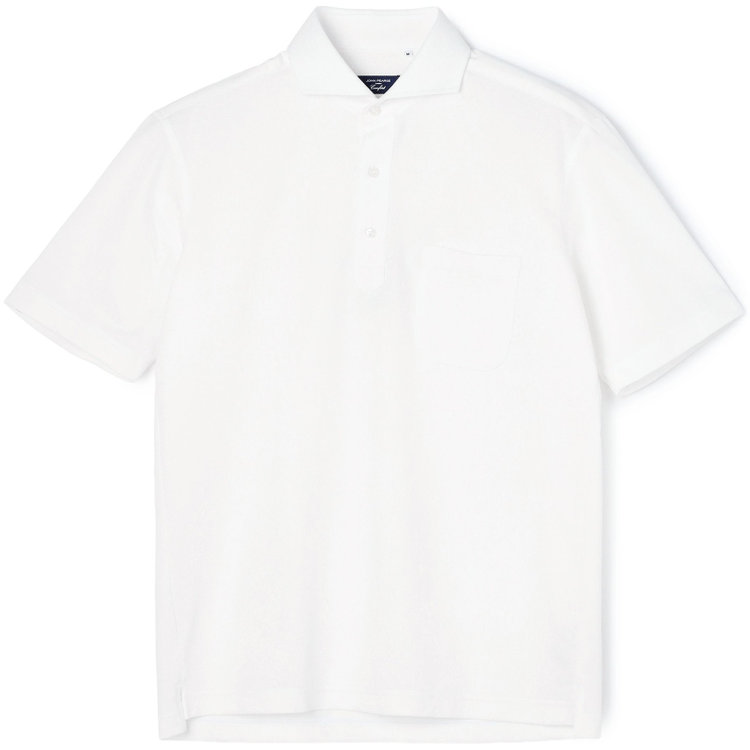 ＪＰコンフォート ネイビー 【半袖】【JOHN PEARSE comfort navy】【ノーアイロン】ホリゾンタルワイドビズポロシャツ プルオーバータイプ/ホワイト/ULTRA MOVE/ニット素材 白