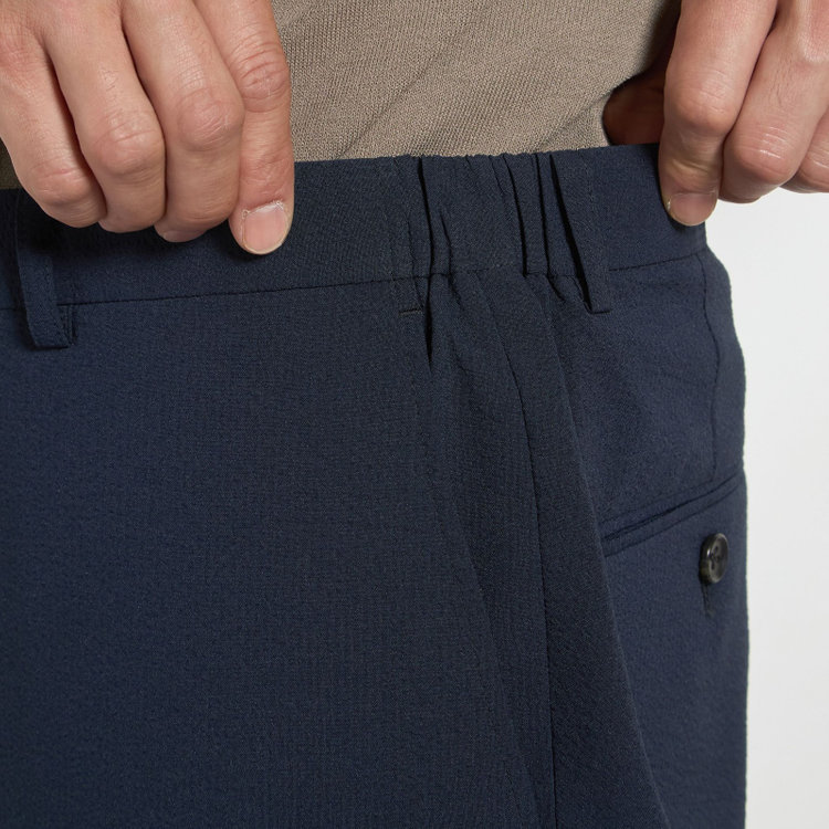 ハイスペックモーション 【HIGH SPEC MOTION】【春夏】パンツ/ネイビー/ウエストシャーリング仕様/※裾上げ必要 紺中間