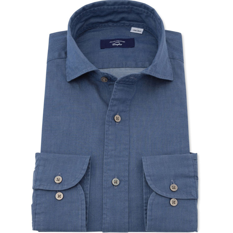KONAKA　アウトレット 【WEB限定/OUTLET/汚れ・キズ等有】【JOHN PEARSE comfort navy】ホリゾンタルワイドワイシャツ/ブルー 青濃色