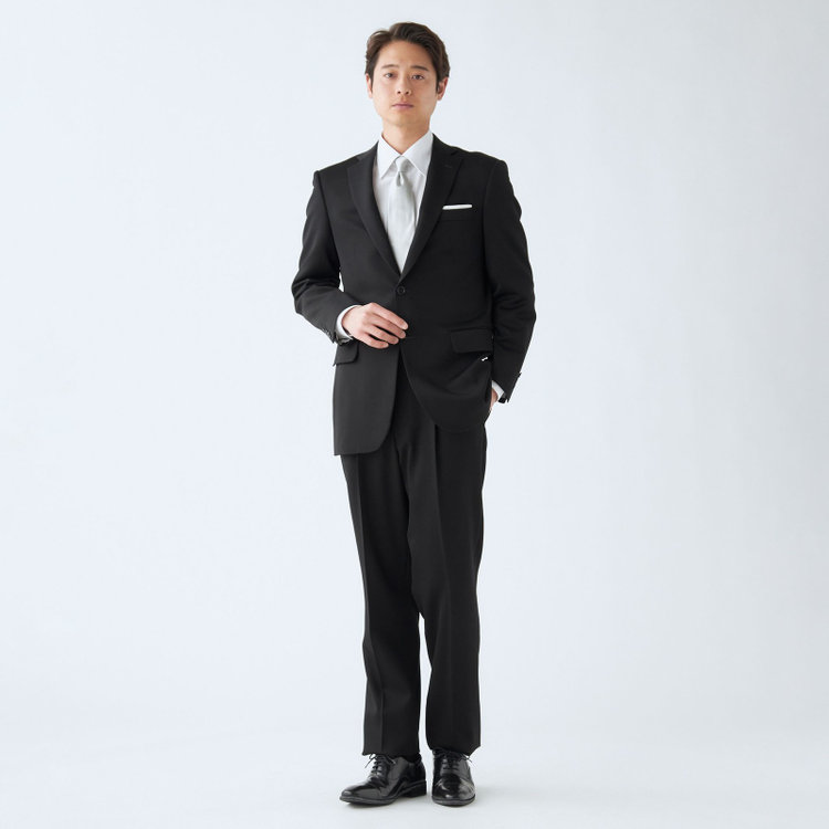 ドナートヴィンチ 【Donato Vinci Italy】2釦シングルフォーマルスーツ 1タックパンツ/アジャスター付き/カシミヤシルクブレンド濃染加工/※裾上げ必要 黒