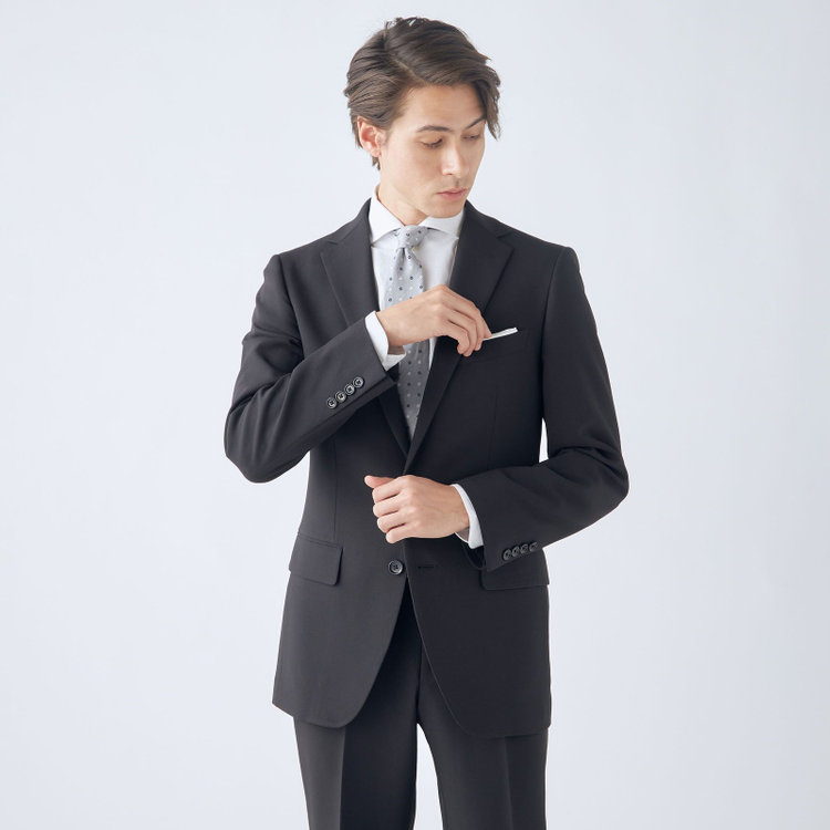 KONAKA　アウトレット 【WEB限定/OUTLET/汚れ・キズ等有】【HIGH SPEC MOTION】【年間】2釦シングルスーツ 0タック/ブラック/ウォシャブル/※裾上げ必要 黒