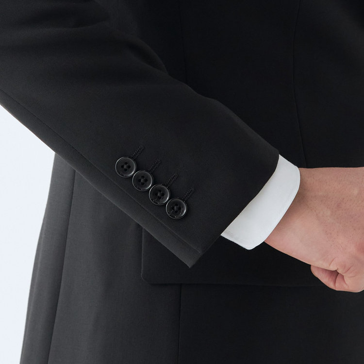ＵＮＰＲＥＳＳＵＲＥ 【Unpressure】【スリムシルエット】2釦シングルフォーマルスーツ ノータックパンツ/アジャスター付き/※裾上げ必要 黒