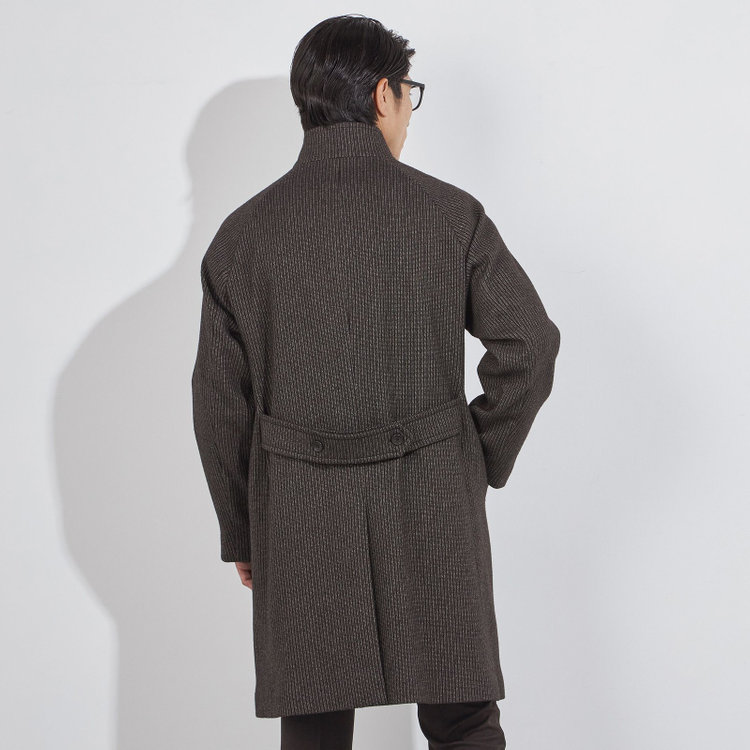 ＫＭＣブラック 【KANSAIMAN collection】ショートスタンドカラーコート/ブラウン/RE:NEWOOL 茶濃色