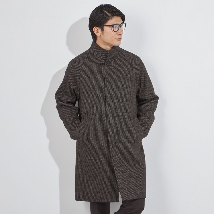 ＫＭＣブラック 【KANSAIMAN collection】ショートスタンドカラーコート/ブラウン/RE:NEWOOL 茶濃色