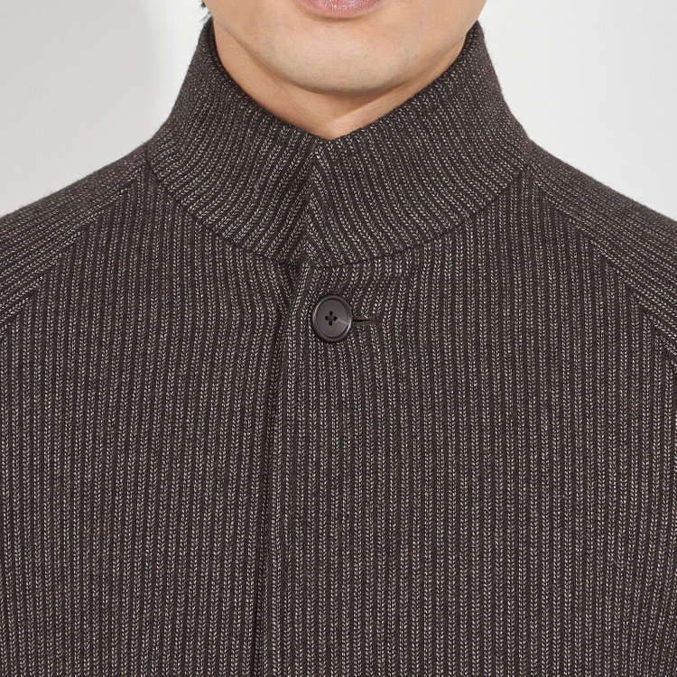 ＫＭＣブラック 【KANSAIMAN collection】ショートスタンドカラーコート/ブラウン/RE:NEWOOL 茶濃色